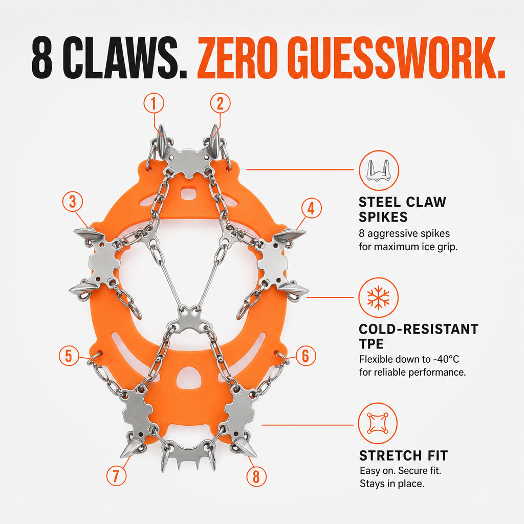 SolVault™ IceGrip 8-Claw Ice Cleats