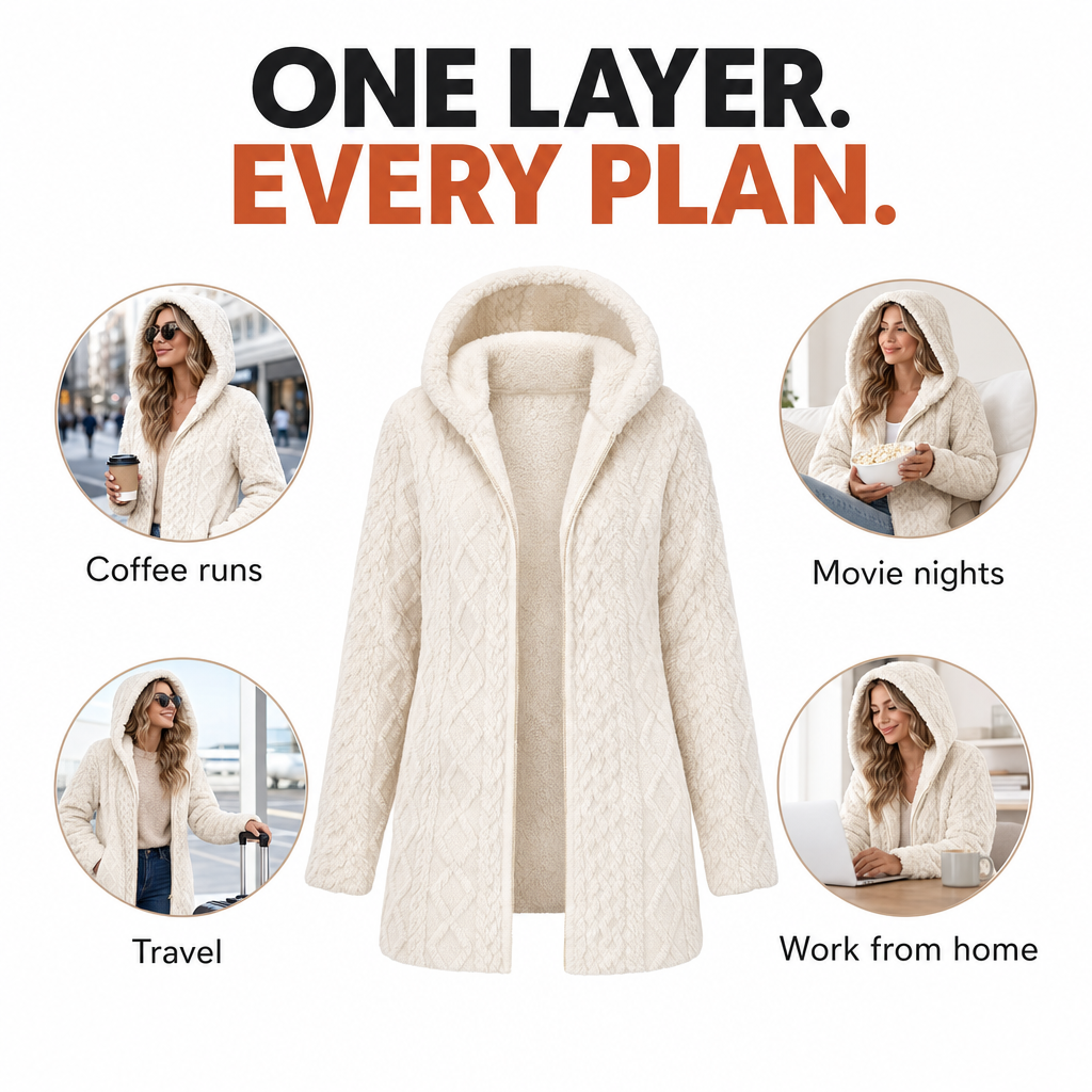 SolVault™ CloudHug Sherpa Hooded Cardigan