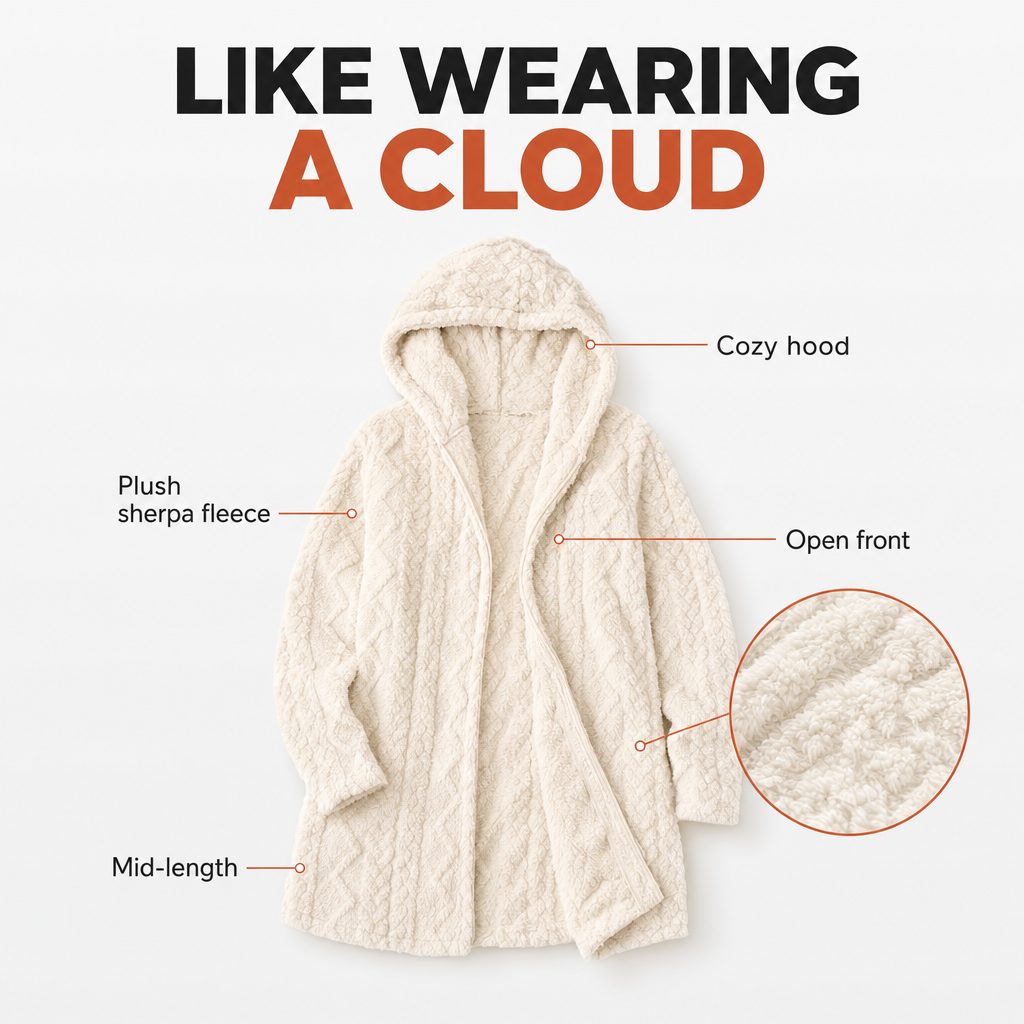 SolVault™ CloudHug Sherpa Hooded Cardigan