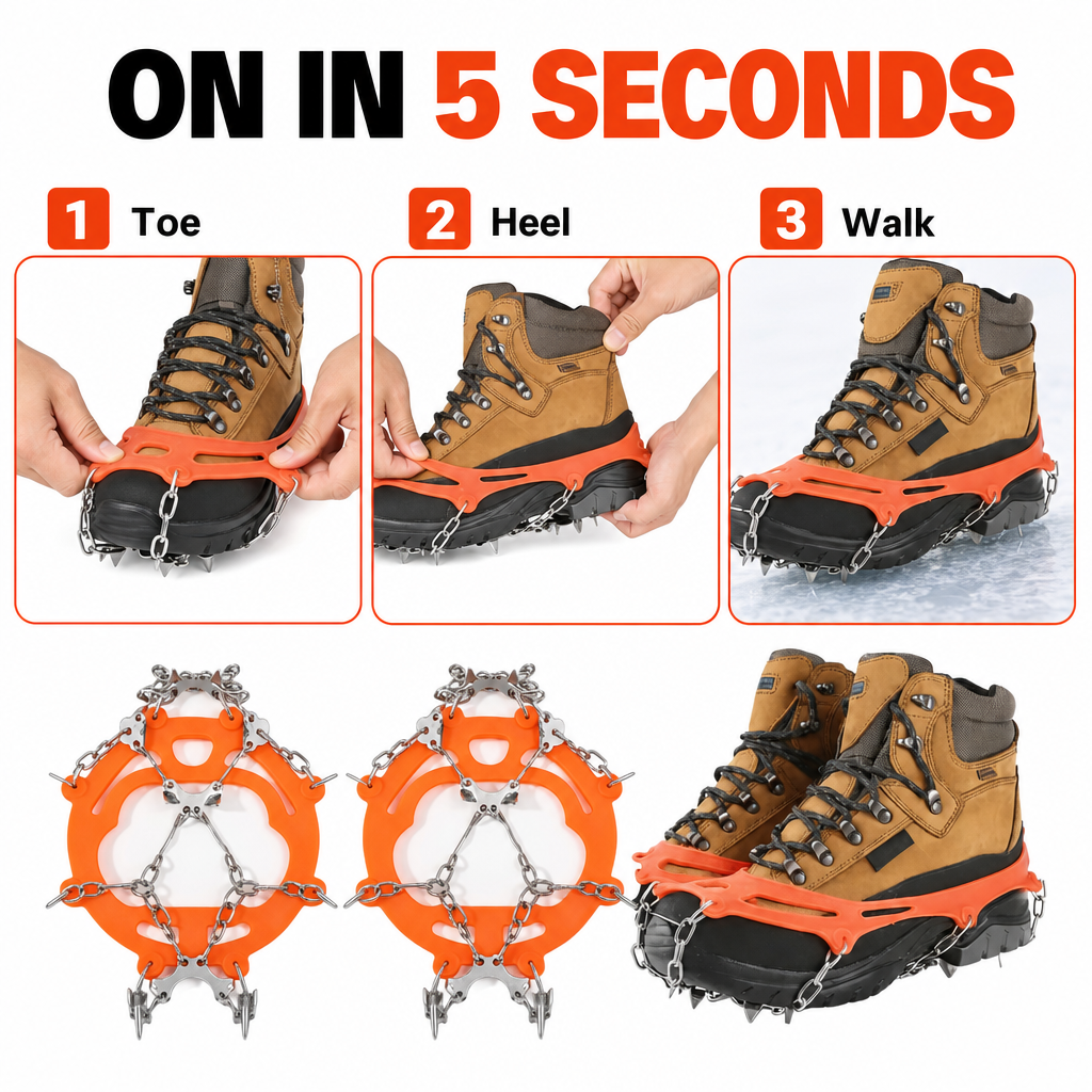 SolVault™ IceGrip 8-Claw Ice Cleats