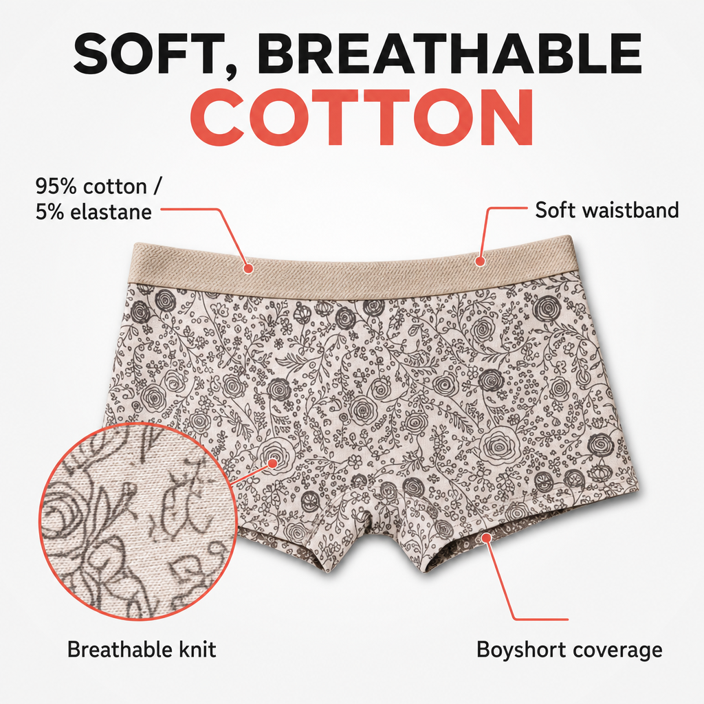 SolVault™ Bloom Cotton Boyshorts 8-Pack