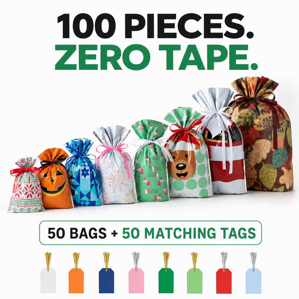 SolVault™ WrapEasy 100-Piece Gift Bag Set