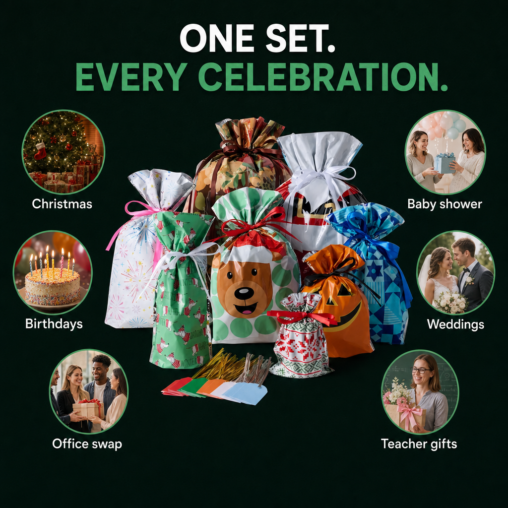 SolVault™ WrapEasy 100-Piece Gift Bag Set