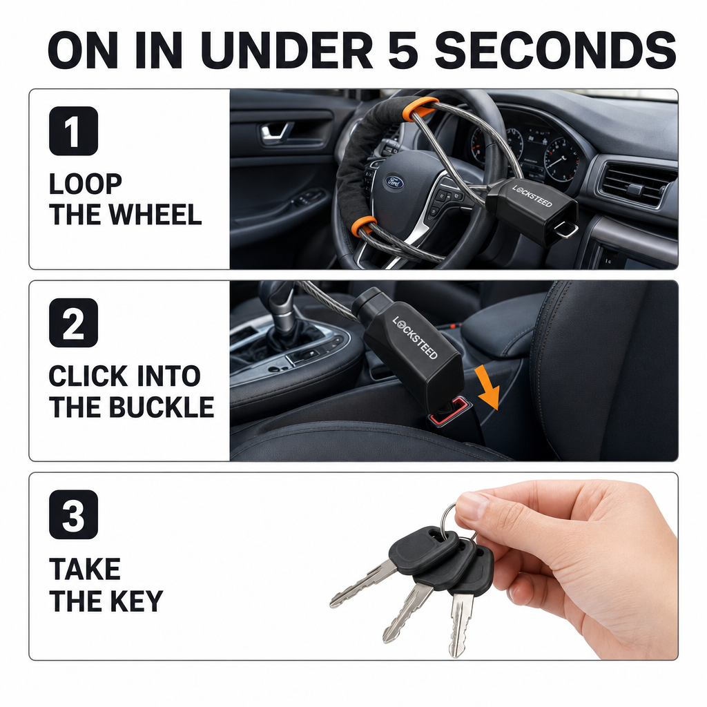 SolVault™ SteerLock Steering Wheel & Seatbelt Lock