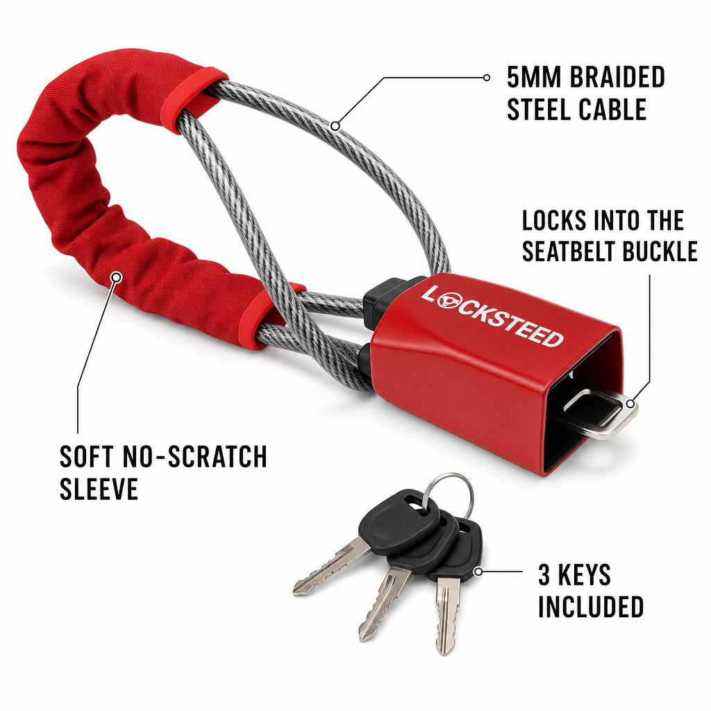 SolVault™ SteerLock Steering Wheel & Seatbelt Lock