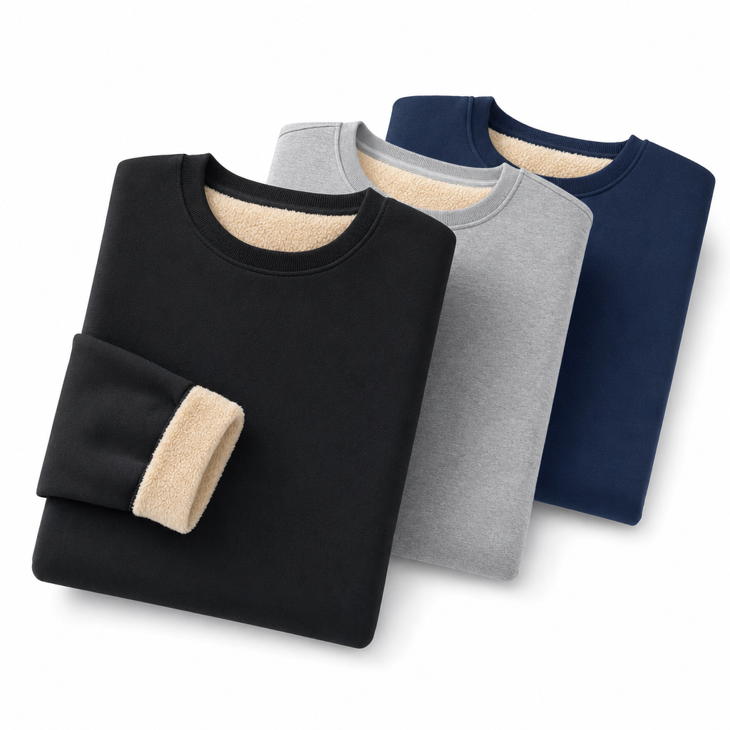 SolVault™ CozyCrew Men's Fleece-Lined Crewneck (3-Pack)