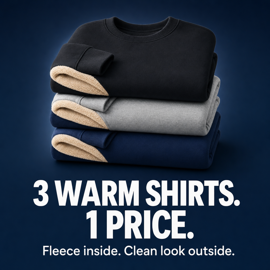 SolVault™ CozyCrew Men's Fleece-Lined Crewneck (3-Pack)
