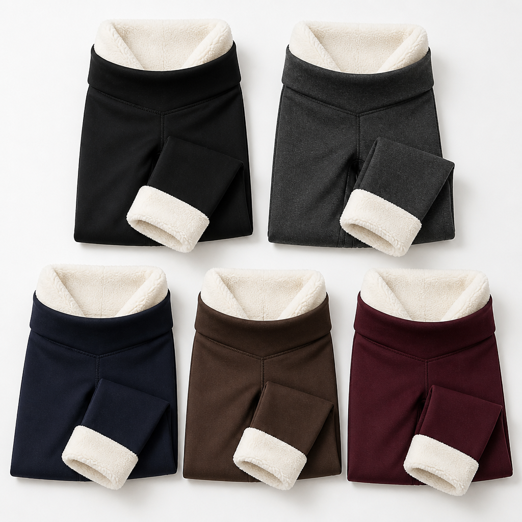 SolVault™ HeatSculpt White Fur-Lined High-Waist Leggings
